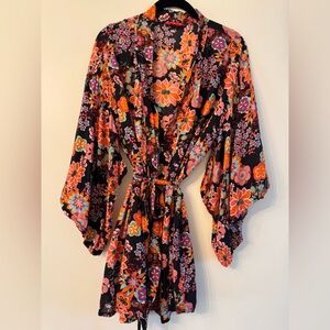 Josie Natori Floral Kimono Robe/Swim Coverup